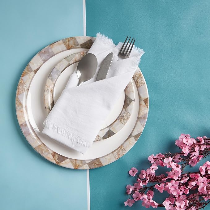 ACCENTHOME White Cotton Linen Napkin Set of 12 18x18 inch Dinner Napkins - Washable Soft Premium Hotel Quality Reusable Napkins Perfect Table Napkins for Family Dinners, Weddings & Everyday Use