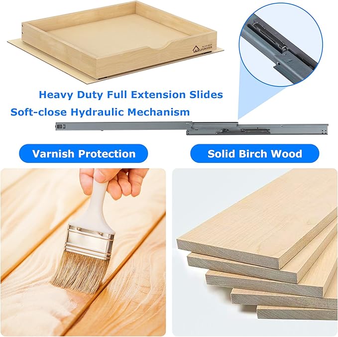 WelFurGeer Soft Close Pull Out Drawers for Cabinets, 17" W x 22" D Pull Out Cabinet Drawer with Heavy Duty Slides, Pull Out Cabinet Organizer, Cabinet Pull Out Shelves, Pull-Out Home Organizers