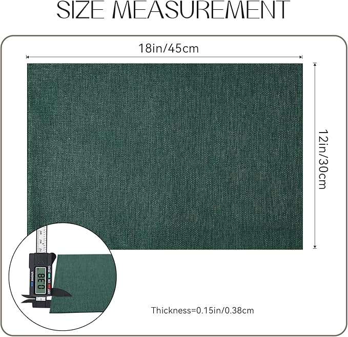 Romanstile Cloth Placemats Set of 8-12 x 18 Inch, Heat Resistant Double Layered Thickened Burlap Christmas Place Mats, Washable Linen Farmhouse Table Mats for Kitchen/Dining/Party/Outdoor, Green