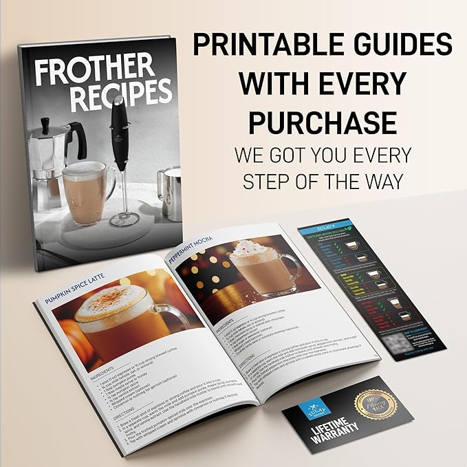 Zulay Kitchen Milk Frother Handheld Electric Whisk with AA Duracell Batteries – Durable Drink Mixer for Coffee, Lattes, Cappuccinos & More - Black Copper