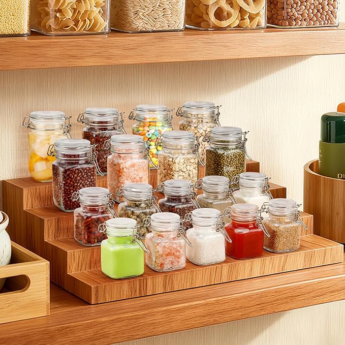 4oz Glass Jars with Lids, Set of 12 Mini Airtight Containers & Canisters, Small Mason Canning Jars with Wire Clip Seal for Spices, Jam, Honey, Kitchen & Wedding