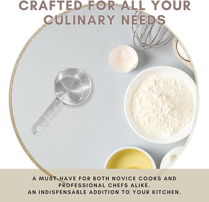 1/4 Cup Stainless Steel Measuring Cup | Sturdy Metal 60 ml | 60 cc | 2 oz | Single Cup for Wet and Dry Ingredients | Great for use as 1/4 Cup Dog Food Scoop - 12 PK