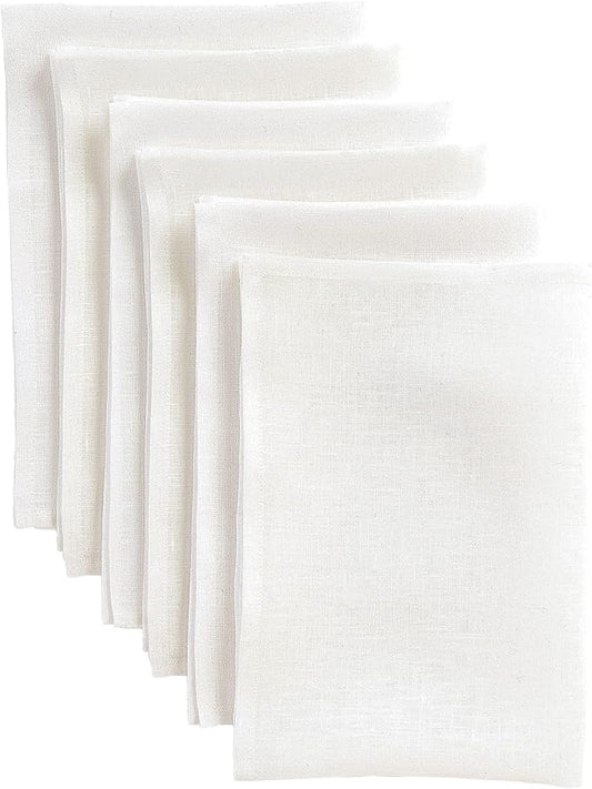 Solino Home White Linen Napkins Set of 6-100% Pure Linen Cloth Washable Dinner Napkins 20 x 20 Inch for Fall, Autumn, Halloween, Thanksgiving, Christmas, Holiday - Fete