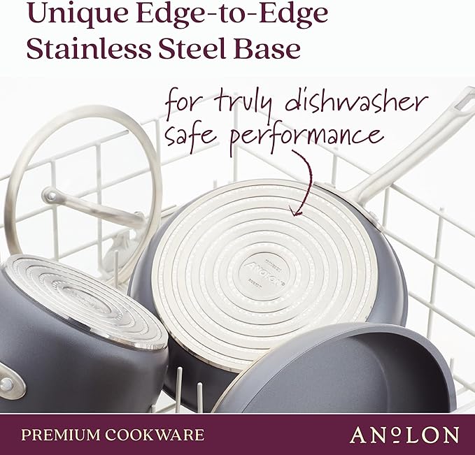 Anolon Accolade Forged Hard Anodized Nonstick Pots & Pans - Induction Cookware Set - 12 Piece - Moonstone Gray