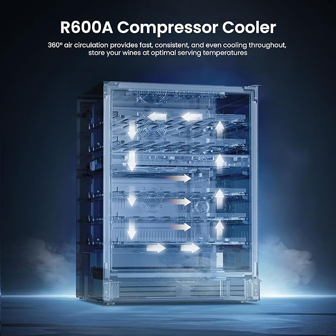 Yeego 24 Inch Wine Fridge Dual Zone, 47 Bottles Wine Cool Refrigerator with Glass Door, Built-in/Freestanding/Under Counter, Perfect for Home & Kitchen