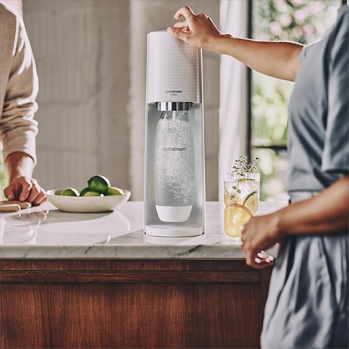 SodaStream Terra Sparkling Water Maker (White) with CO2, DWS Bottle and Bubly Drop
