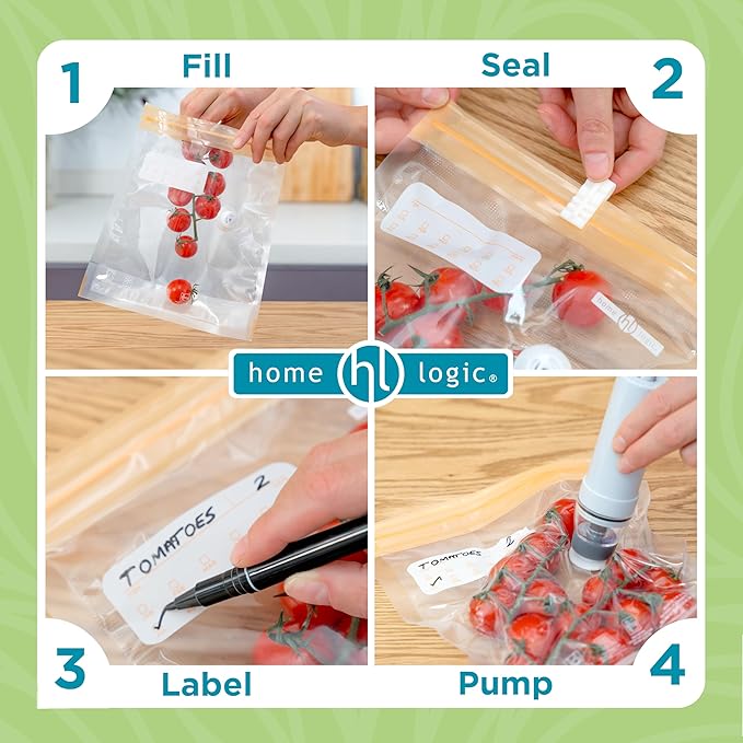 Home Logic Vacuum Sealer Reusable Bags – Freezer, Microwave & Sous Vide Safe Food Storage – 12 Gallon Bags, 10.5 Inch Width