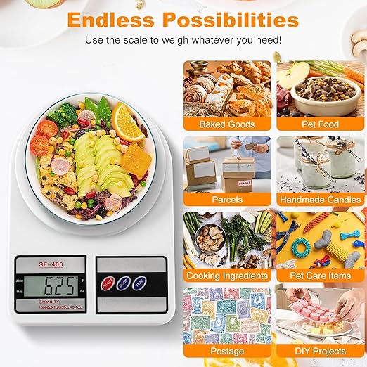Digital Kitchen Scale 22lb/10kg Capacity, Stainless Steel Food Scale with oz/g Units | Replaceable Battery Power | Ideal for Meal Prep, Cooking, Baking