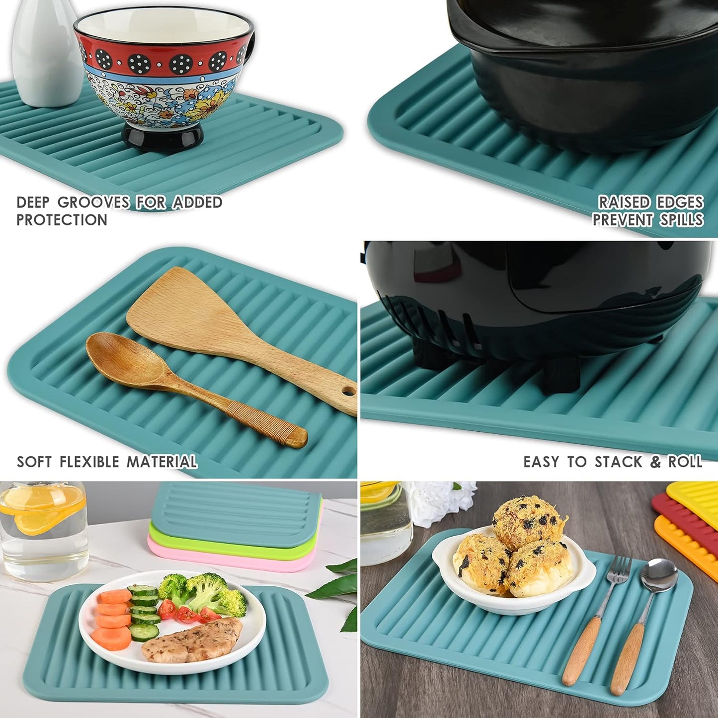 Smithcraft Silicone Trivets Mats for Hot Dishes and Hot Pots, Hot Pads for Countertops, Tables, Pot Holders, Spoon Rest Small Drying Mats Set of 2 Color Pink