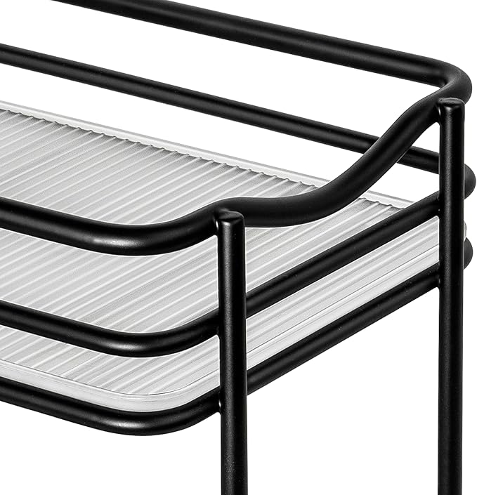 LYNK PROFESSIONAL® Pull Out Spice Rack Organizer for Inside Kitchen Cabinets - 4-3/8 inch Wide - Slide Out Drawer – Black Sliding Spice Cabinet Organization Shelf Racks - 2 Tier