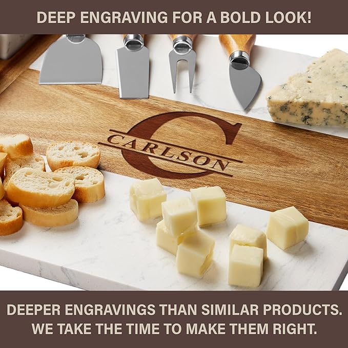 Realtor Gifts,Personalized Marble Wood Charcuterie Board,Real Estate Agent Gifts,Custom Laser Engraved Cheese Serving Board,Realtor Gifts for Women/Men,Cheese Platter,Closing Gifts for Realtors,Buyers