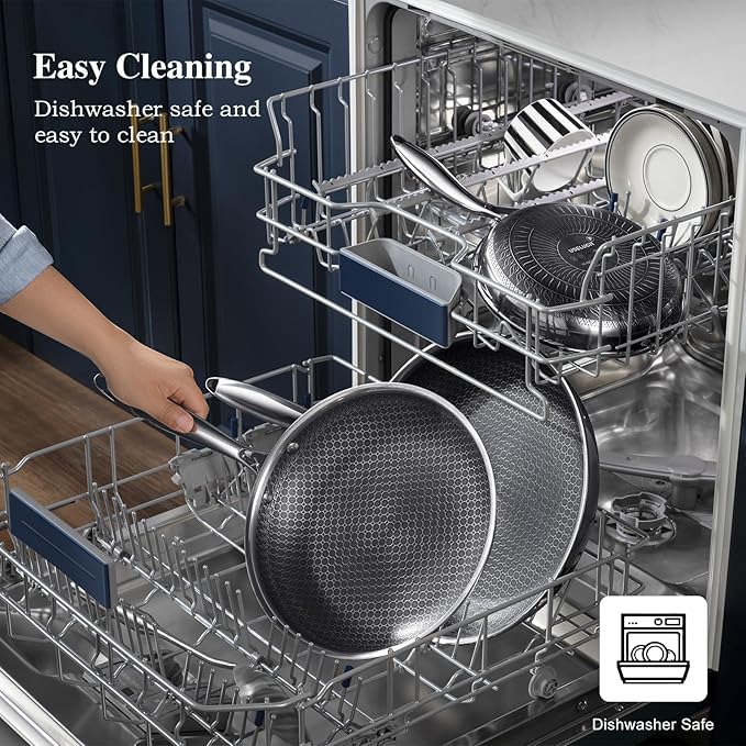 12 Inch Frying Pan,Non Stick Frying Pans,Stainless Steel Skillet,Non-Toxic,PFAS-Free,Suitable for All Cooktops.