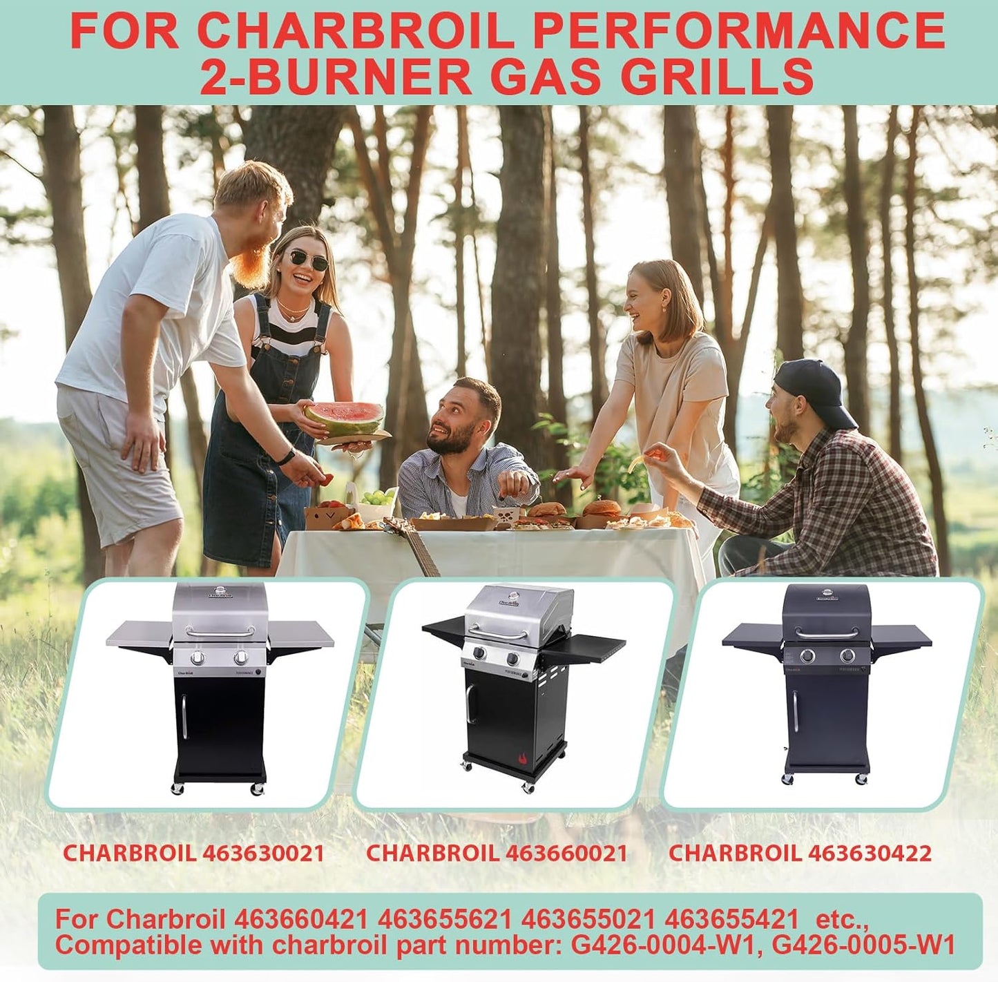 463630021 Griddle Insert for Charbroil Performance 2-Burner Grill 463660021 463660421 463630422 463655021 463655621,Non-stick Flat Top Griddle Plate Replacement for Charbroil G426-0004-W1 G426-0005-W1