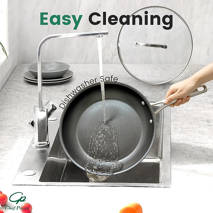 Chef Power Hard Anodized Nonstick Cookware Sets 10 Piece with Stainless Steel Handle, Pots and Pans Set Non Stick, Kitchen Induction Cooking Sets, Dishwasher Safe, Oven Safe, Essential