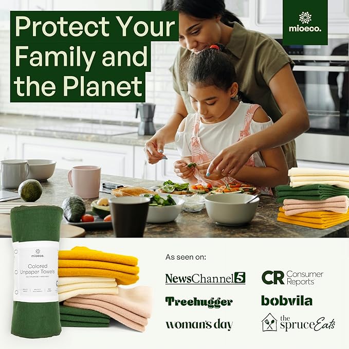 24 Pack Multicolored Reusable unPaper Towels - Nature Friendly - Organic Cotton Alternative - Thick, Strong, Paperless Kitchen Dish Cloths - Reusable Napkins - Dish Towels - Cloth Napkin