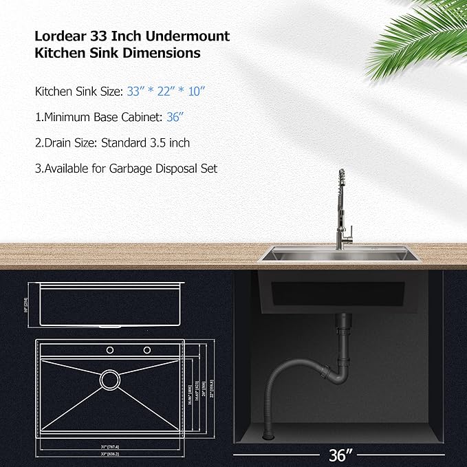 33 Inch Kitchen Sink Drop In - Lordear 33x22 inch Stainless Steel Kitchen Sink Drop-in Topmount 16 Gauge Single Bowl Workstation Kitchen Sinks with Accessories