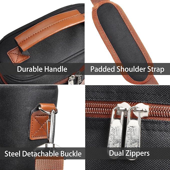 Tirrinia 4 Bottle Wine Gift Tote Carrier - Leakproof & Insulated Padded Versatile Wine Cooler Bag for Travel, BYOB Restaurant, Wine Tasting, Party, Dinner,Gift for Wine Lovers, Black