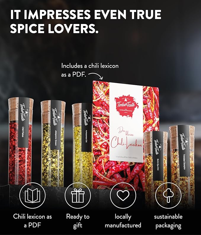Hot Chili Spice Box for Men & Women [UP TO 600,000 SCOVILLE] – Gourmet Spices and Seasonings Sets – Exotic Spice Kit Cooking Gifts for Men Foodie Presents Hot Seasonings Collection – TIMBER TASTE®