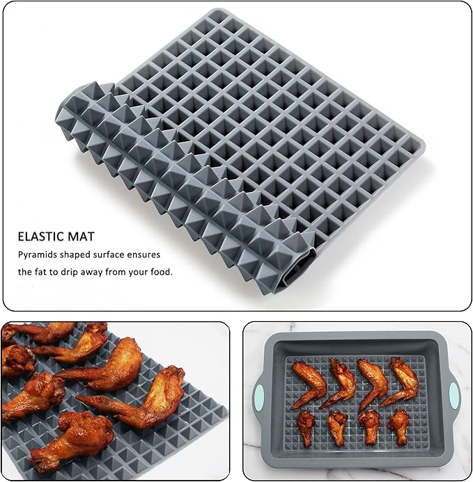 To encounter 8 in 1 Silicone Baking Set - 6 Cake Molds - 2 Silicone Baking Mat, Nonstick Cookie Sheet, Cake Muffin Bread Pan with Grips and Metal Reinforced Frame More Strength, Light Grey