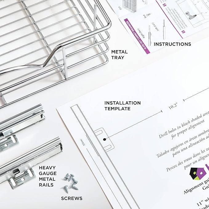 HOLDN’ STORAGE Pull Out Cabinet Organizer, Individual Sliding Drawers - Heavy Duty Metal with Lifetime Limited Warranty - Anti Rust Chrome Finish (Single Tier, 11" W)