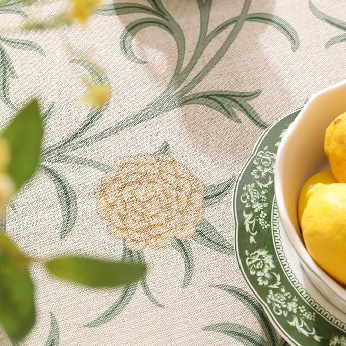 patdrea Designer French Linen Table Cloth for Rectangle Table,Vintage Fall Decorative Tablecloth,Floral Cover for Kitchen Dining Christmas,Tea Party,Thanksgiving,67"x118"-Littledaisy