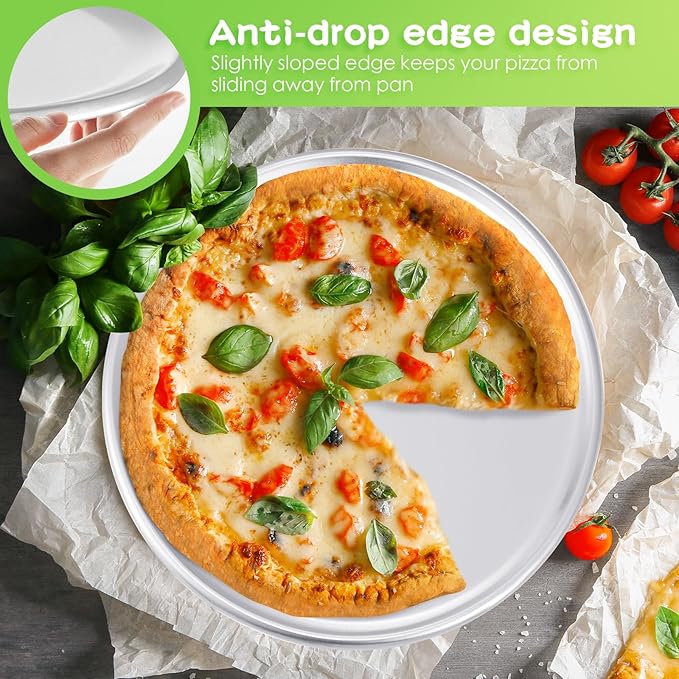 12 Pieces Pizza Pan Bulk Restaurant Aluminum Pizza Pan Set Round Pie Cake Plate Rust Free Cake Tray for Oven Baking Home Kitchen Restaurant Easy Clean(14 Inch)
