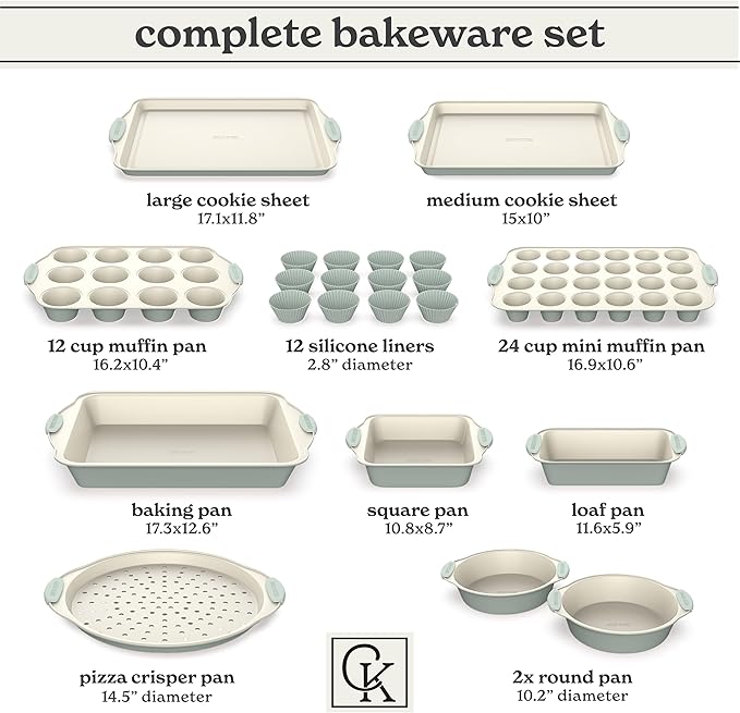 Country Kitchen Nonstick Stackable Bakeware Set - Durable, Easy Release Baking Set- 22 Pc. Includes Silicone Muffin Cups