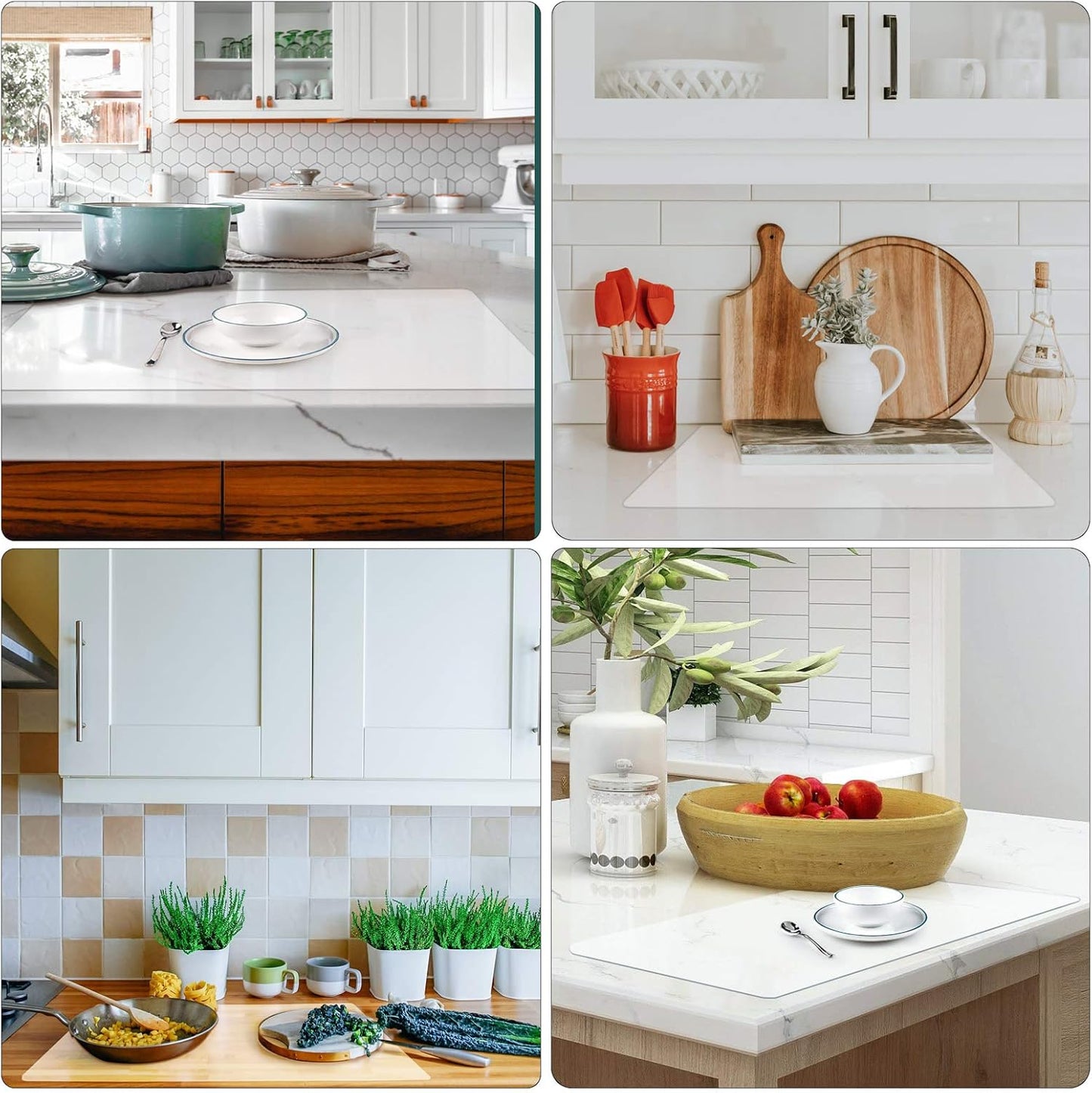 Gartful Silicone Mats for Kitchen Counter, Thicker 0.06", 25 x 17 inches Multipurpose Table Mat, Silicone Pad Desk Work Mat, Nonstick Nonskid Heat-Resistant Pad, Placemat, Semitransparent