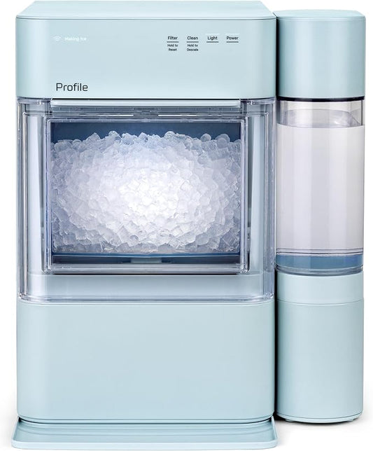 GE Profile Opal 2.0 XL with 1 Gallon Tank, Chewable Crunchable Countertop Nugget Ice Maker, Scoop Included, 38 lbs in 24 Hours, Pellet Ice Machine with WiFi & Smart Connected, Moonstone Blue