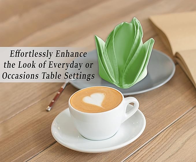 Ruvanti Cloth Napkins Set of 12, 18x18 Inches Napkins Cloth Washable, Soft, Durable, Absorbent, Cotton Blend. Table Dinner Napkins Cloth for Hotel, Lunch, Restaurant, Wedding Parties - Light Green