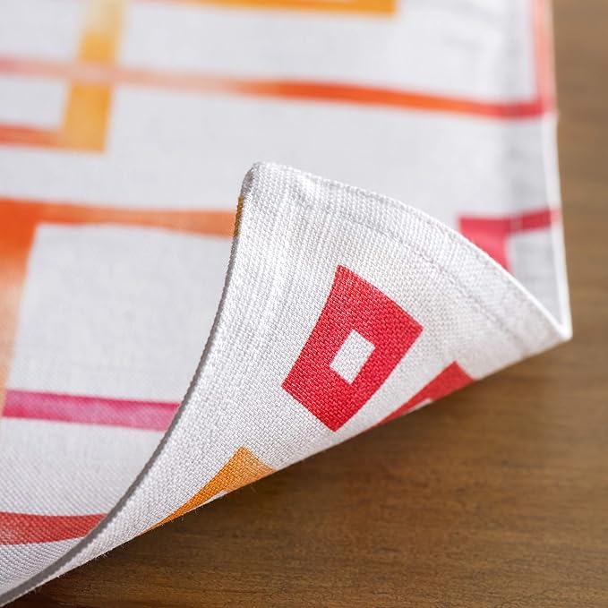 Maison d' Hermine Placemats Set of 4 100% Cotton Washable Cloth Place Mats, Reusable Table Mats for Kitchen Dining Decoration, Party, Wedding, Restaurant Spring/Summer (Summer Maze, 13" x 19")