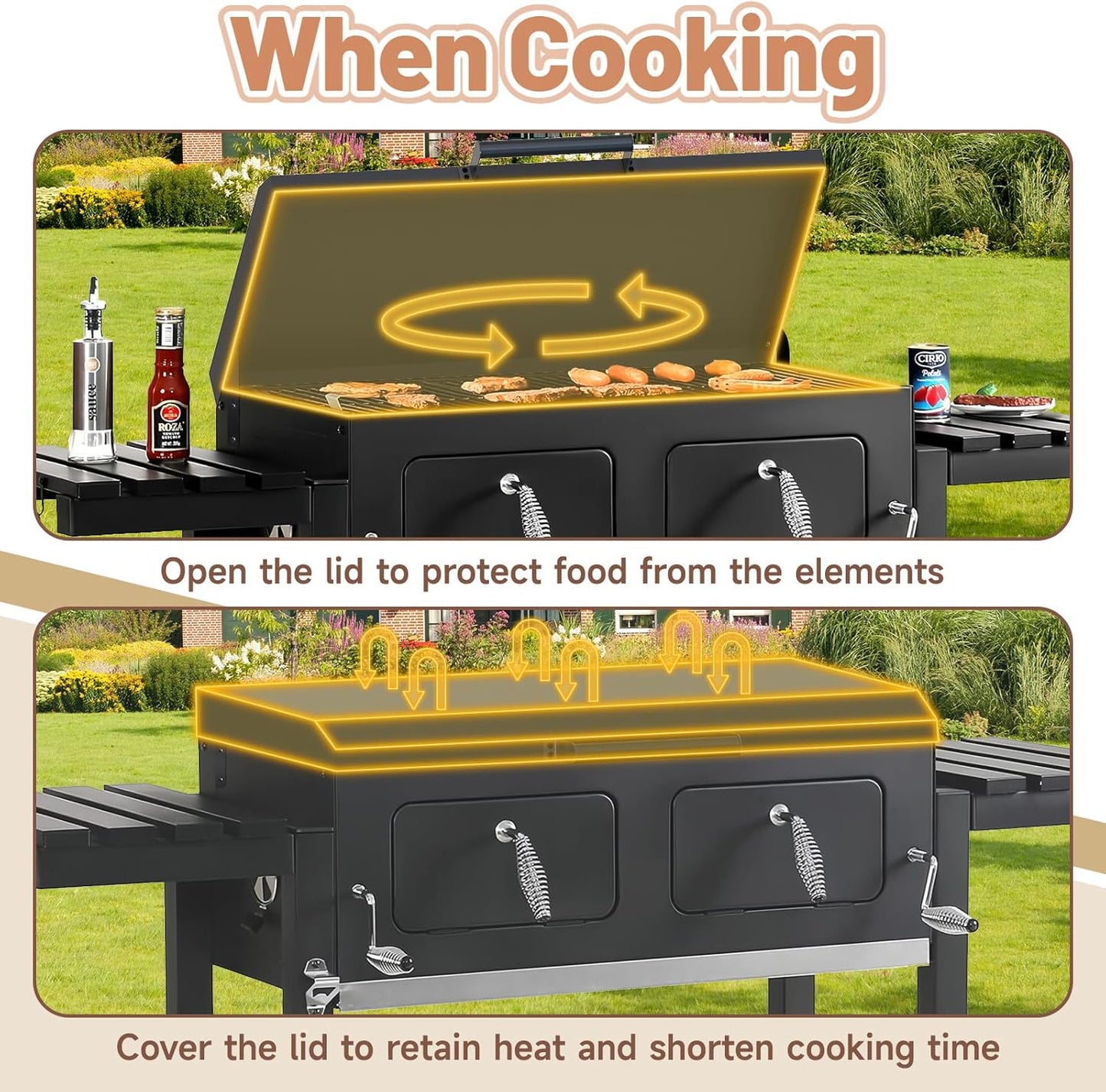 Griddle Cover 36 inch for Blackstone, Matte Texture Aluminum Grill lid for Blackstone, Powder-Coated, Suitable for 36 Griddle Grill Cover (Hinged Lid with Handle)