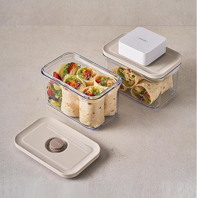 Premium Airtight Food Storage Container. Special Edition Mercury Color 8P/Set. 7pcs Container and Vacuum Sealer. Patented Double Silicone Lining, 100% Leak Proof, BPA-FREE