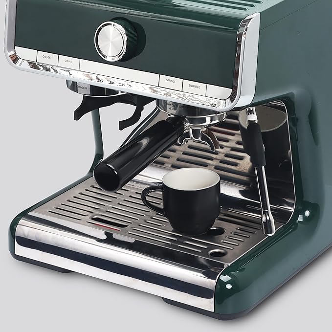 Lareina 3-Ounce Espresso Cups Set of 4, Small Stackable Coffee Cups with Saucers, Spoons and Metal Stand, Ceramic Demitasse Mugs, Espresso Accessories for Machine, Black