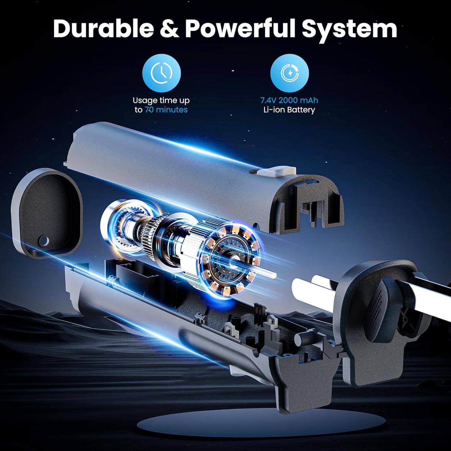 DUSSAL Cordless Electric Knife, Electric Bread Knife with 4 Stainless Steel Blades, Safety Lock Switch, Blade Release Buttons, On/Off button, Cutting Meats, Fish, Poultry, Bread, Cheese & More (Black)