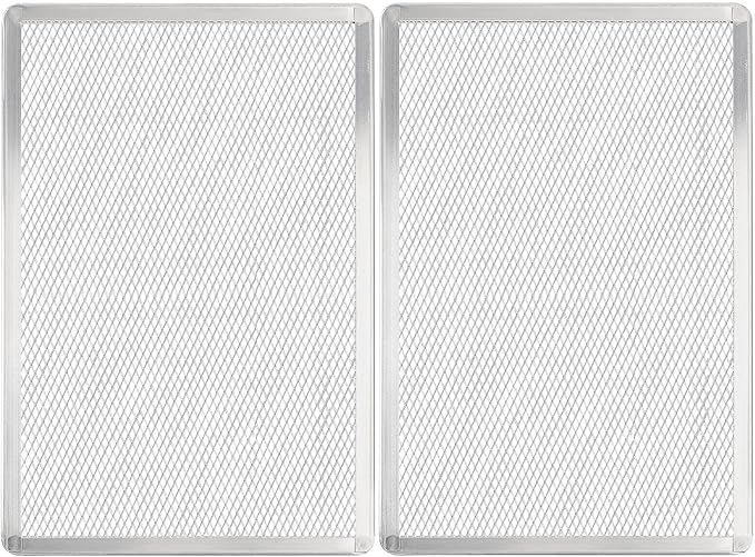 Pizza Screen 11 x 16 Inch 2 Pack Rectangular Aluminum Pizza Pan Restaurant-Grade Flatbread Screen Pizza Crisper Pan,Oven-Safe