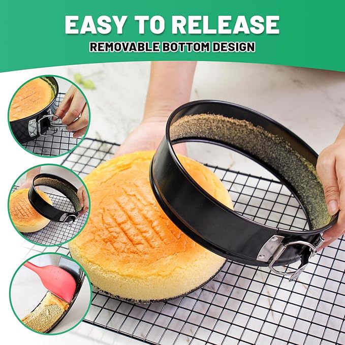 Springform Cake Pan Set,Non-Stick Springform Pans Set of 4 (4, 7, 9,10inches),Leak-Proof Round Cake Pans with Removable Bottom for Baking Cake Pie Pizza and Quiches (BlackX4)