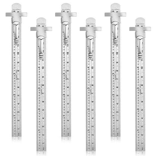 6 Pcs Pocket Ruler with Detachable Clips, Precision Pocket Ruler, Metric Ruler, Stainless Steel Scale Machinist Ruler, Imperial Metric Scale Ruler for School Office Architect Engineer（6 Inch 15 cm）