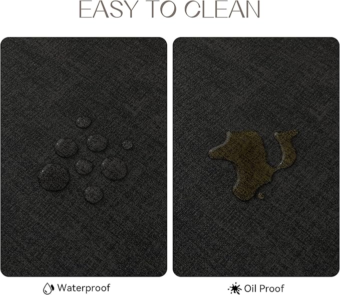 Romanstile Reversible Vinyl Placemats Set of 6, Faux Leather 100% Waterproof Oil-Proof Wipeable Place Mats, Heat Resistant Dual Sided Table Mats for Kitchen/Dining/Party (Black, 12 x 18 Inch)