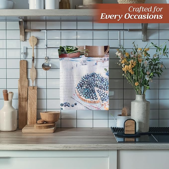 Maison d' Hermine Kitchen Towels Set of 3 100% Cotton 27.50" x 20" Reusable Cloth Tea Dish Towels Absorbent with Hanging Loop for Kitchen, Home, Dining, Cocktail Parties Spring/Summer (Mulhouse)