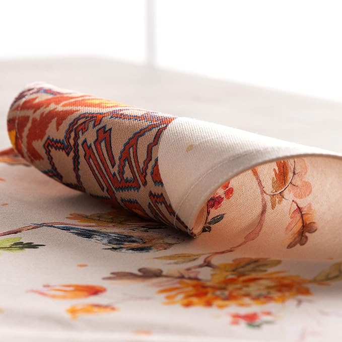 Maison d' Hermine Placemats Set of 4 100% Cotton Washable Cloth Place Mats, Reusable Table Mats for Thanksgiving Christmas Decorations Kitchen Dining Party Wedding (Kelim - Prairie, 13" x 19")