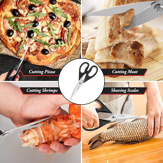 Kitchen Shears, Kitchen Gadgets Utensil Set, iBayam All Purpose Kitchen Shears with Protective Sheath Durable Stainless Steel Scissors, Cooking Kitchen Utensils, Soft Grip Comfort Handle, 8.5 Inch