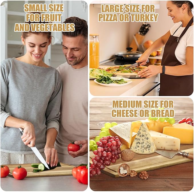 Patelai 12 Pack Large Cutting Boards Bulk Wooden Kitchen Chopping Boards for Crafts DIY Wedding Housewarming Gift(Acacia,14 x 11 Inch)