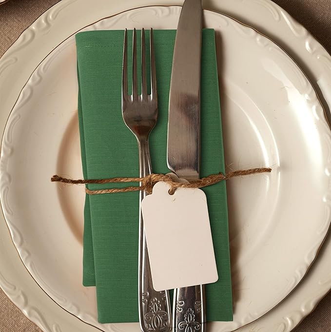 Urban Villa Christmas Cloth Napkins 100% Cotton Slub Absorbent Dinner Napkins (Set of 12) Oversized 20x20 Inches Solid Green Color Soft Durable Reusable Washable Ideal for Everyday Use Wedding Parties
