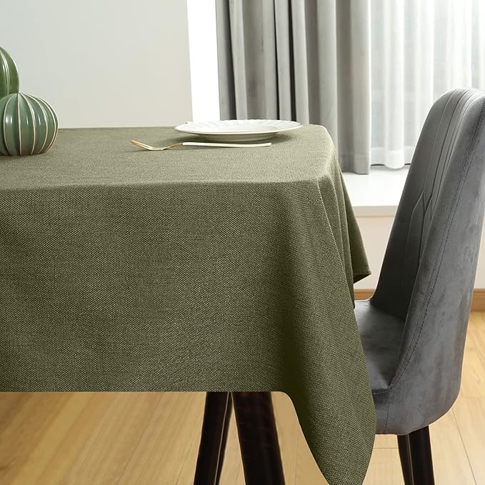 Table Cloth Rectangle Table Cover 47x63 Inches Faux Linen Wrinkle Free and Waterproof Moss Green Rectangle Tablecloth for Kitchen Dining Party Buffet Wedding