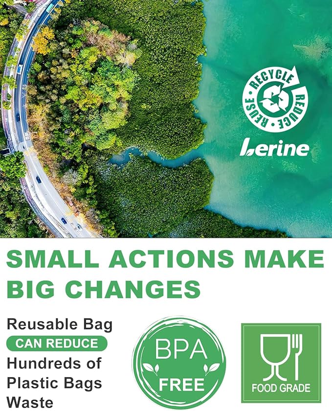 Lerine 16 Pack Reusable Snack Bags Dishwasher Safe, BPA Free Food Storage Bags, Extra Thick Leakproof Reusable Freezer Bags Snack Pouch for Candy, Fruits, Cereal (Multicolor, 16Snack)