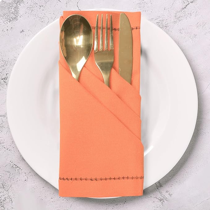 Urban Villa Halloween Cloth Napkins Orange Black Dinner Napkins Set of 12 100% Cotton Hemstitch Washable Absorbent Napkins Soft Durable Reusable-Ideal for Everyday Use Parties Wedding Thanks Giving