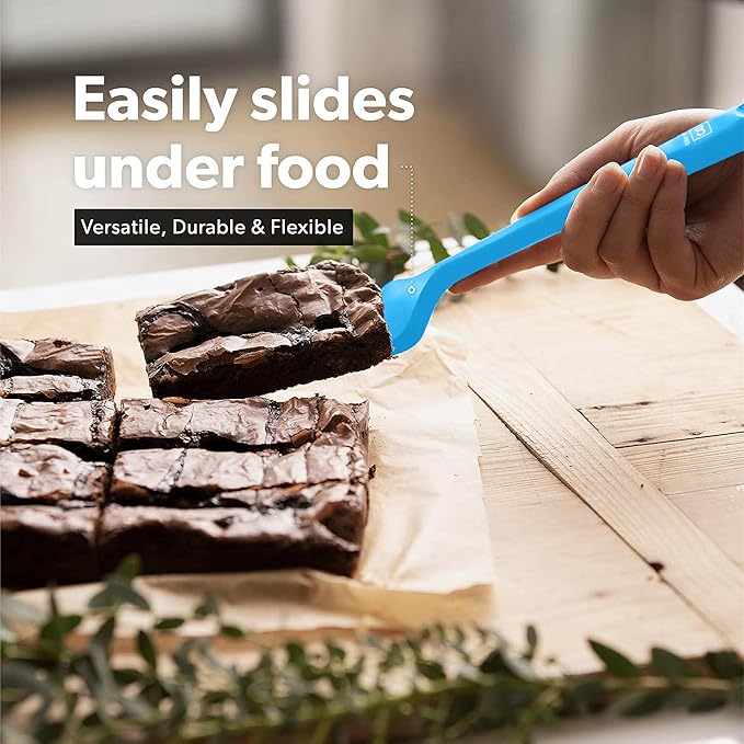 New DI ORO Silicone Turner Spatula Set - Kitchen Spatulas for Nonstick Cookware - Cooking Utensils for Flipping Eggs & Pancakes - 600°F Heat-Resistant BPA Free Turners - Dishwasher Safe (4pc, Blue)