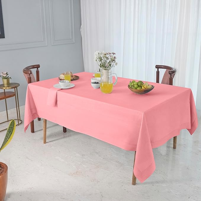D'Moksha Homes Dusty Pink Linen Tablecloth 54 x 72 Inch - 100% Pure Linen Tablecloth for Rectangle Tables - Machine Washable Table Cloth for Summer, Fall and Halloween