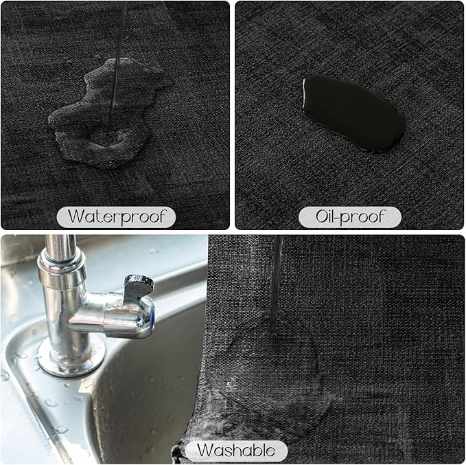 Romanstile Reversible Vinyl Placemats Set of 4, Faux Leather 100% Waterproof Oil-Proof Wipeable Place Mats, Heat Resistant Dual Sided Table Mats for Kitchen/Dining/Party (Black, 12 x 17 Inch)